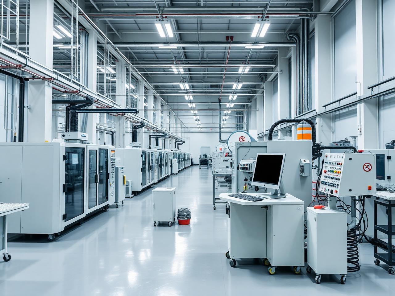 Manufacturing floor with precision equipment and inspection station